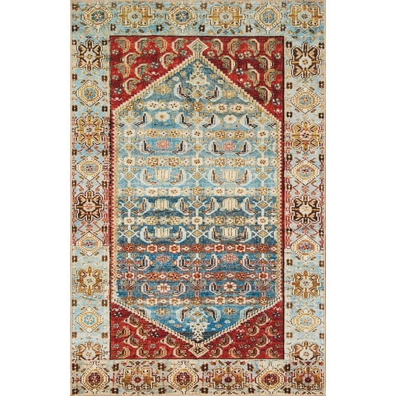 Echo Loom Grand Havana Red / Spa 3'-6" x 5'-6" Accent Rug