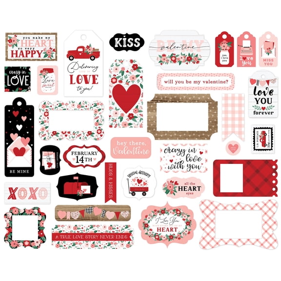 Echo Park Cardstock Ephemera 33/Pkg-Frames & Tags, Hello Valentine