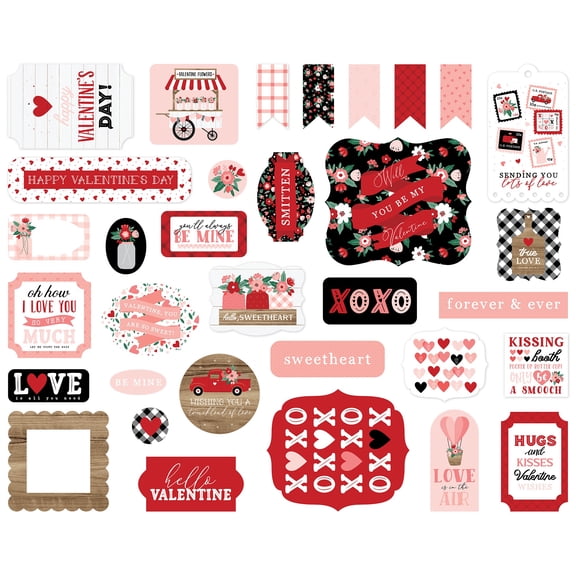 Echo Park Cardstock Ephemera 33/Pkg-Icons, Hello Valentine