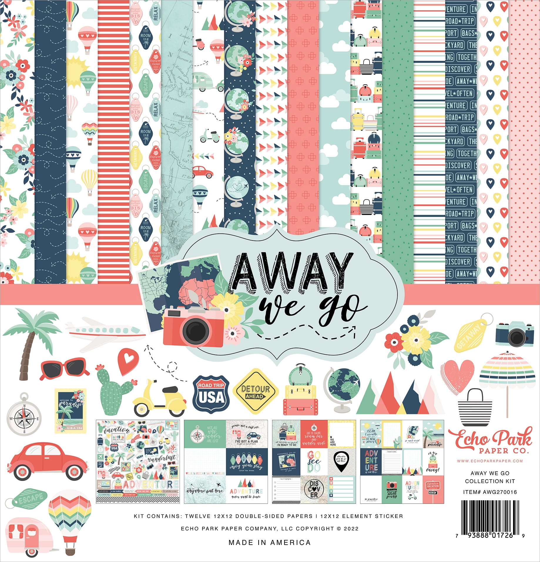 Reminisce Capture The Moment Scrapbook Kit - 12x12 Inch Paper & Stickers, Multi-Color