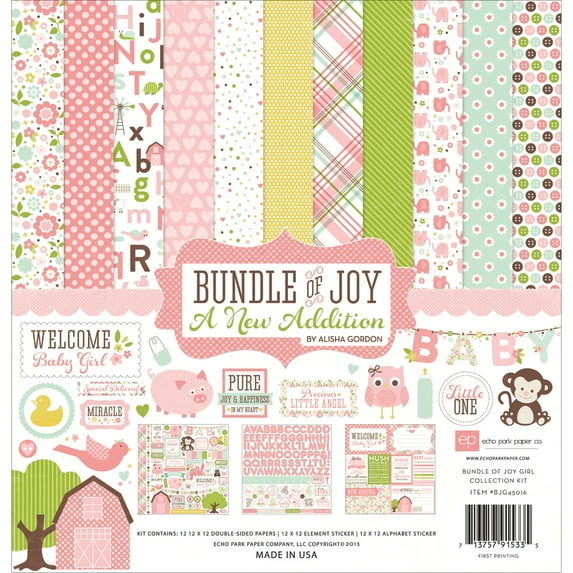 Echo Park Collection Kit 12"X12"-Bundle Of Joy/A New Addition - Baby Girl