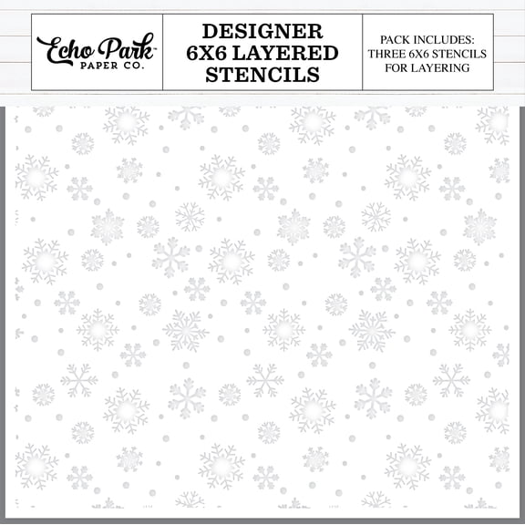 Echo Park Designer Layered Stencil 6"X6"-Winter Snowflake Sky