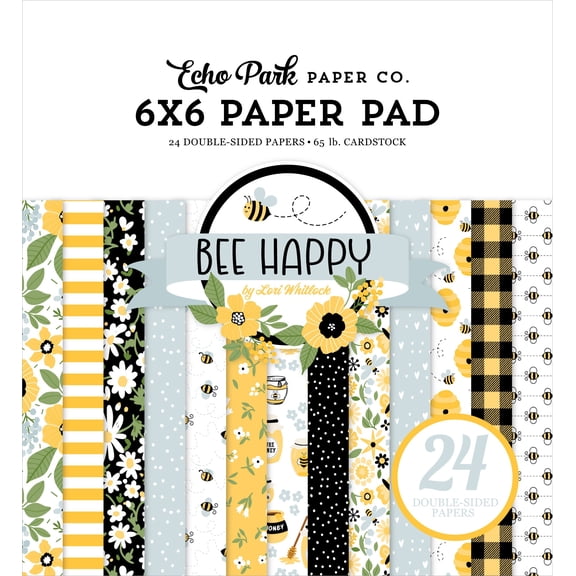 Echo Park Double-Sided Paper Pad 6"X6" 24/Pkg-Bee Happy