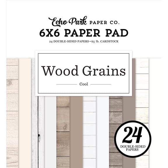 Echo Park Double-Sided Paper Pad 6"X6"-Cool Wood Grains