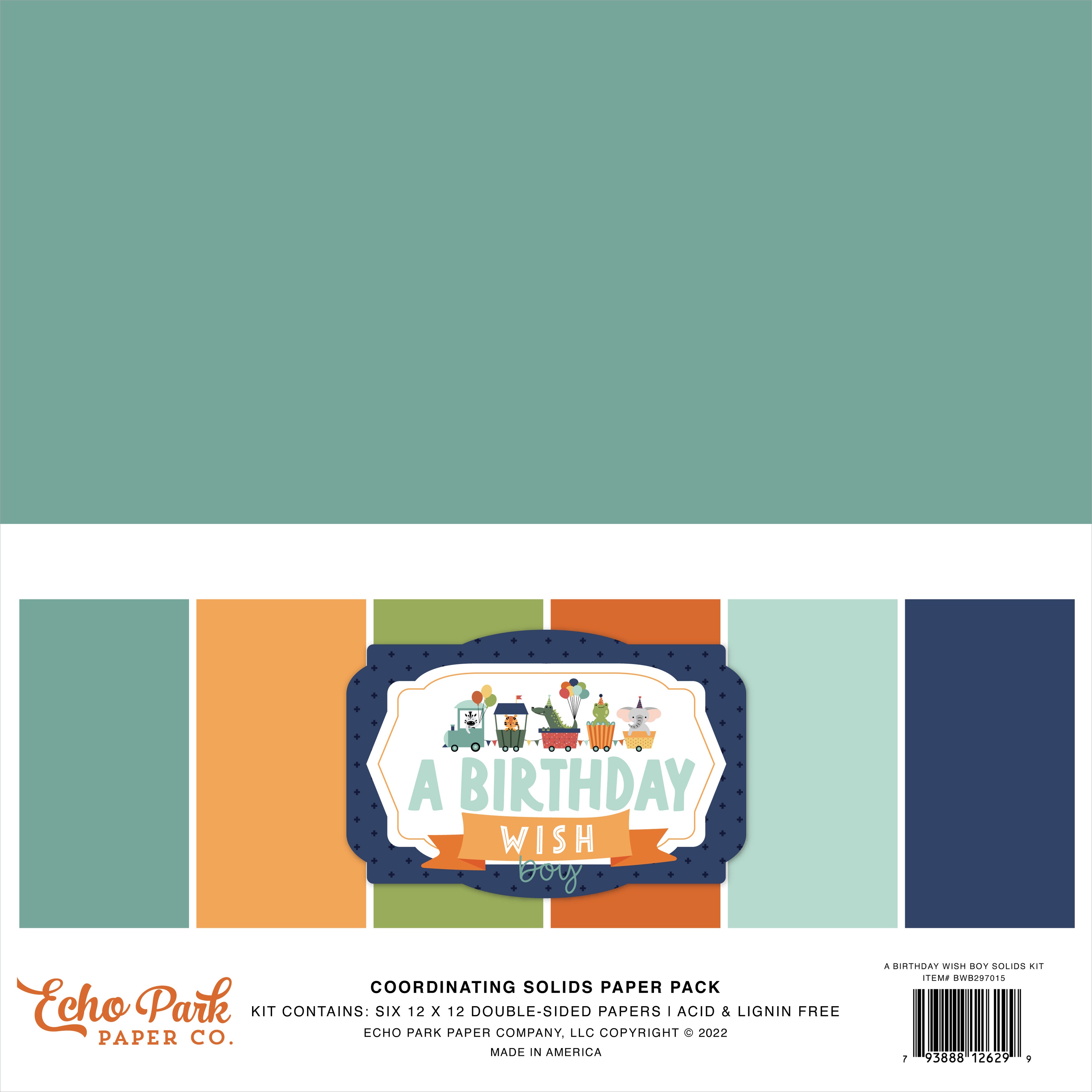 Echo Park Double Sided Solid Cardstock 12 inch X12 inch 6 Per Pkg A