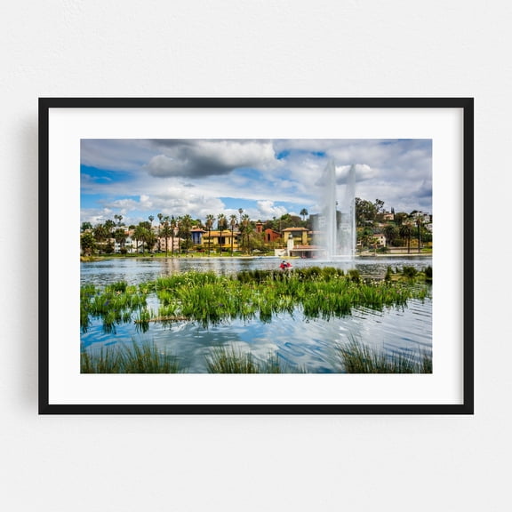 Echo Park Lake - Los Angeles California Photography Black Framed Wall Art Print 24 x 36 inches