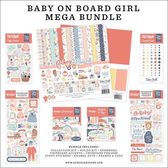 Echo Park Mega Bundle Collection Kit 12"X12"-Baby On Board Girl