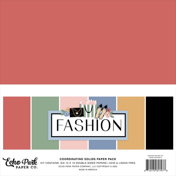 Echo Park Solids Collection Kit 12"X12"-Fashion