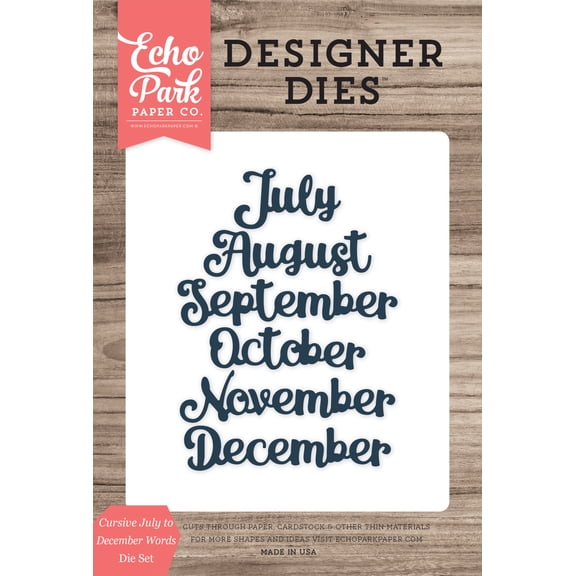 Cursive July to December Words Medium Die Set