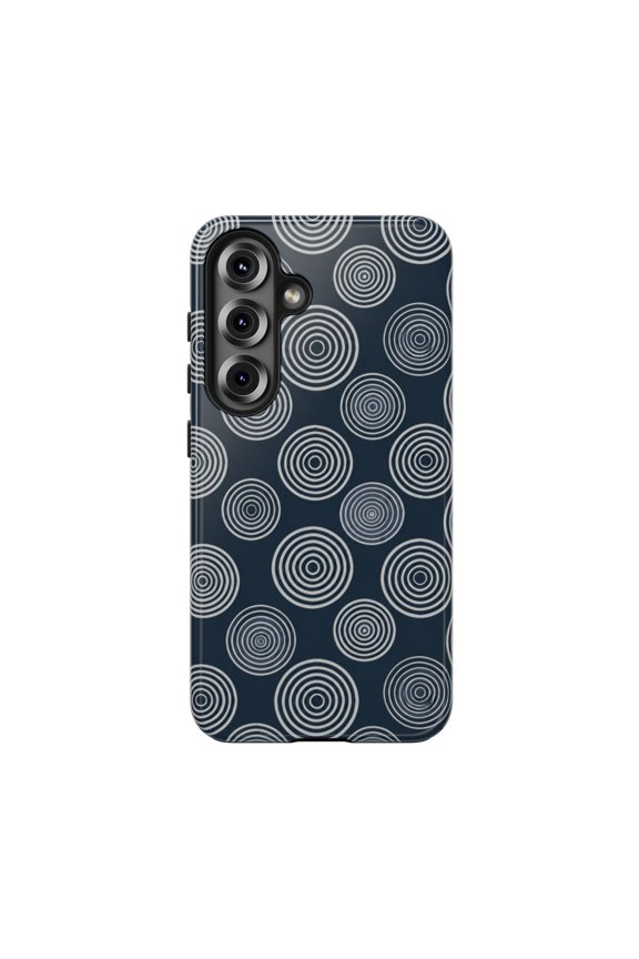 Echo Ring Abstract Tough Phone Case, Circle Pattern Dual Layer Protective Cover Compatible with Samsung Galaxy S23 Ultra