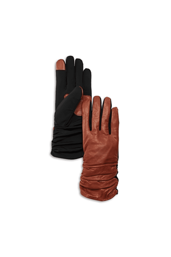 Ruched Leather Tech Gloves