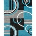 thumbnail image 1 of Echo Shapes & Circles Blue & Brown Modern Geometric Comfy Casual Hand Carved Area Rug 4x5 4x6 ( 3'11" x 5'3" ) Easy Clean Stain Fade Resistant Abstract Contemporary Thick Soft Plush Living Room Rug, 1 of 7