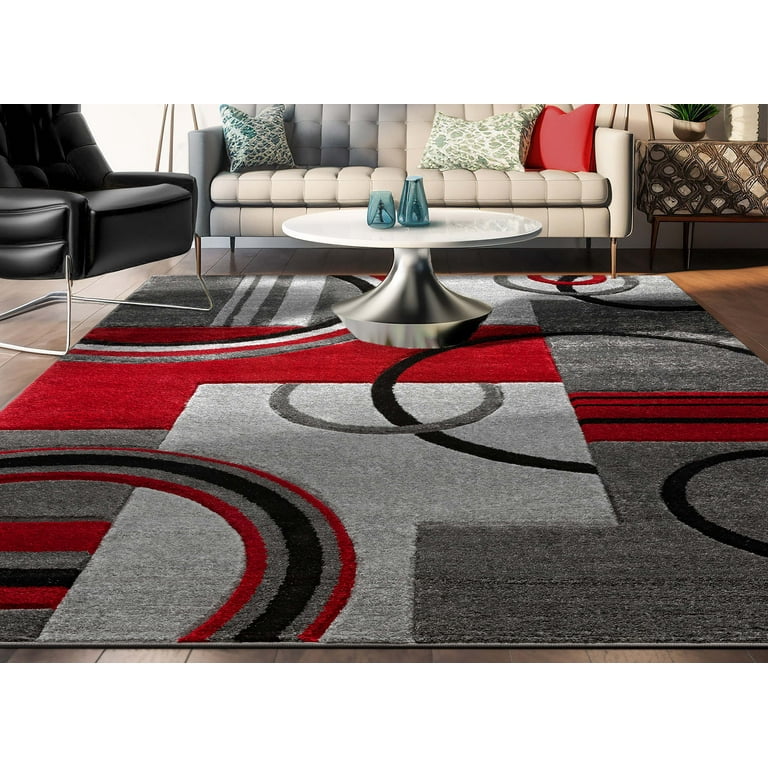 Echo Shapes Circles Red Grey Modern Geometric Comfy Casual Echo Shapes Circles Red Grey Modern Geometric Comfy Casual
