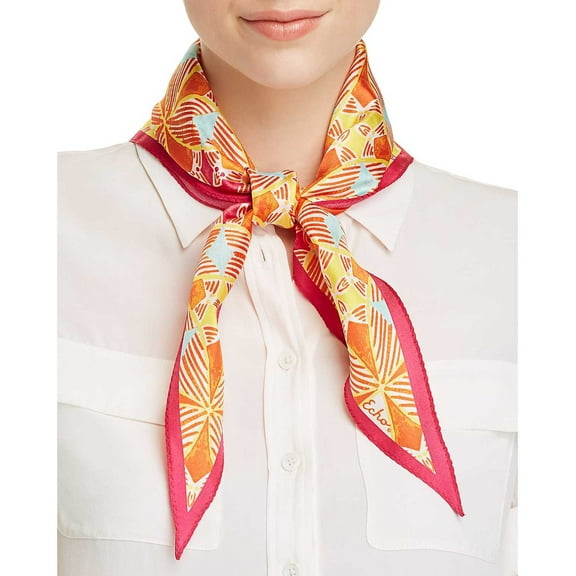 Echo Women’s Coastal Tile Print Silk Diamond Scarves, Bright Orange