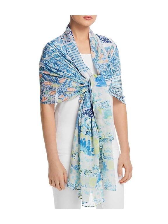 Womens Launceston Patchwork Square Wraps, Blue