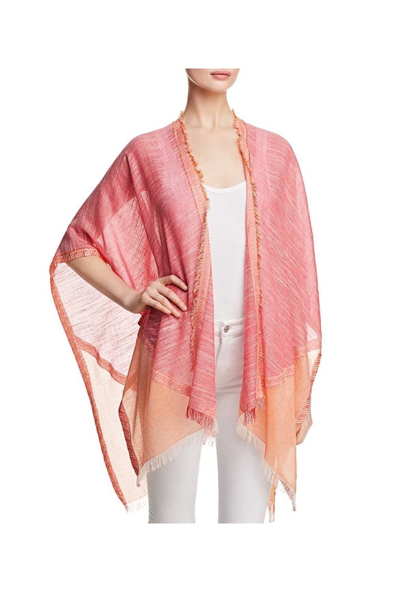 Women’s Surf Club Corner Color-Block Ruana Poncho, Pastel Pink