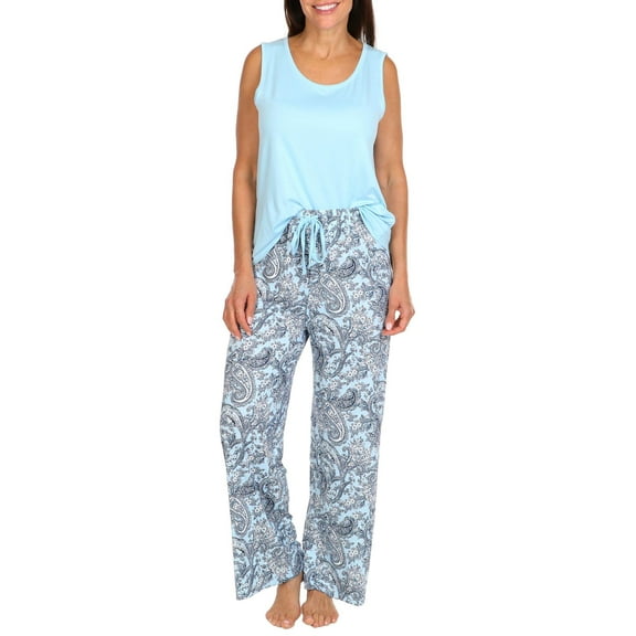 Echo Womens 2 Pc. Tank & Paisley Pajama Pants Set Small Blue