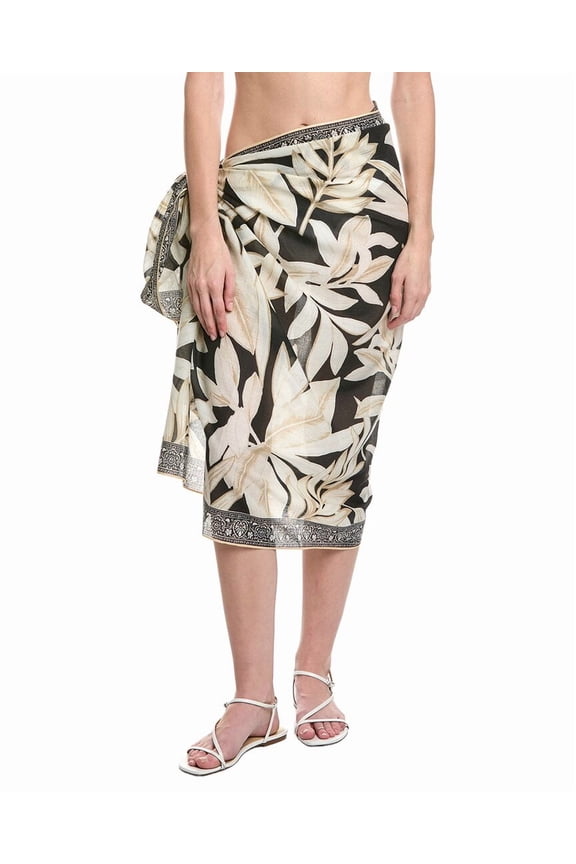 womens Golden Palm Pareo Wrap, os, Black
