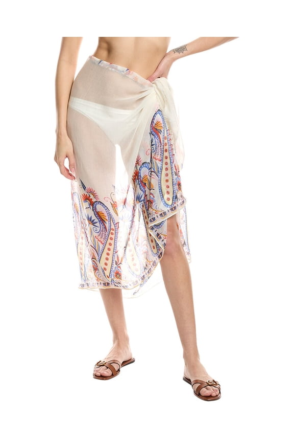 womens Paisley Pareo Wrap, os, White