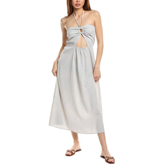 Echo womens Seersucker Midi Dress, l, Blue
