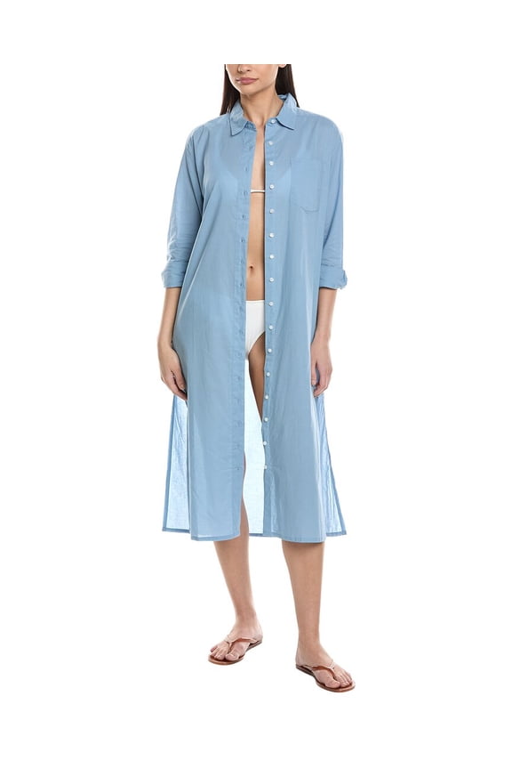 womens  Solana Maxi Shirtdress, xs, Blue