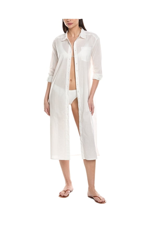 womens Solana Maxi Shirtdress, xs, White