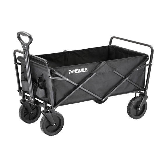 EchoSmile 4.06 cu. ft. Fabric Portable Garden Cart with Adjustable Rolling Wheels in Black