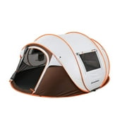 EchoSmile 4-Person White and Brown Pop Up Camping Tent