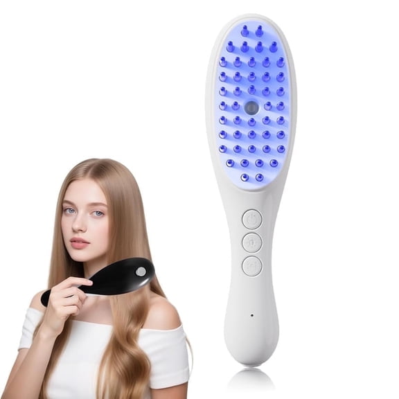 QOPR Electric Scalp Massager Comb, Red & Blue Light Vibration Scalp Massager for Hair Growth