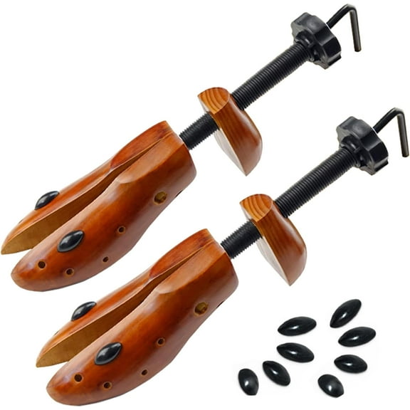 Echodo 2 Way Shoe Trees For Men Wooden Shoe Stretcher Adjustable Unisex Shaper Large Size for Men and Women, Wood Shaper Women's Size 10 to 13.5 Man's Size 9 to 13