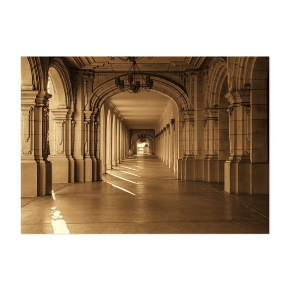 Echoes of Time - Sepia Tone - San Diego California Photography Architecture Vintage City Art Deco Gothic Scenic Unframed Wall Art Print 20 x 30 inches
