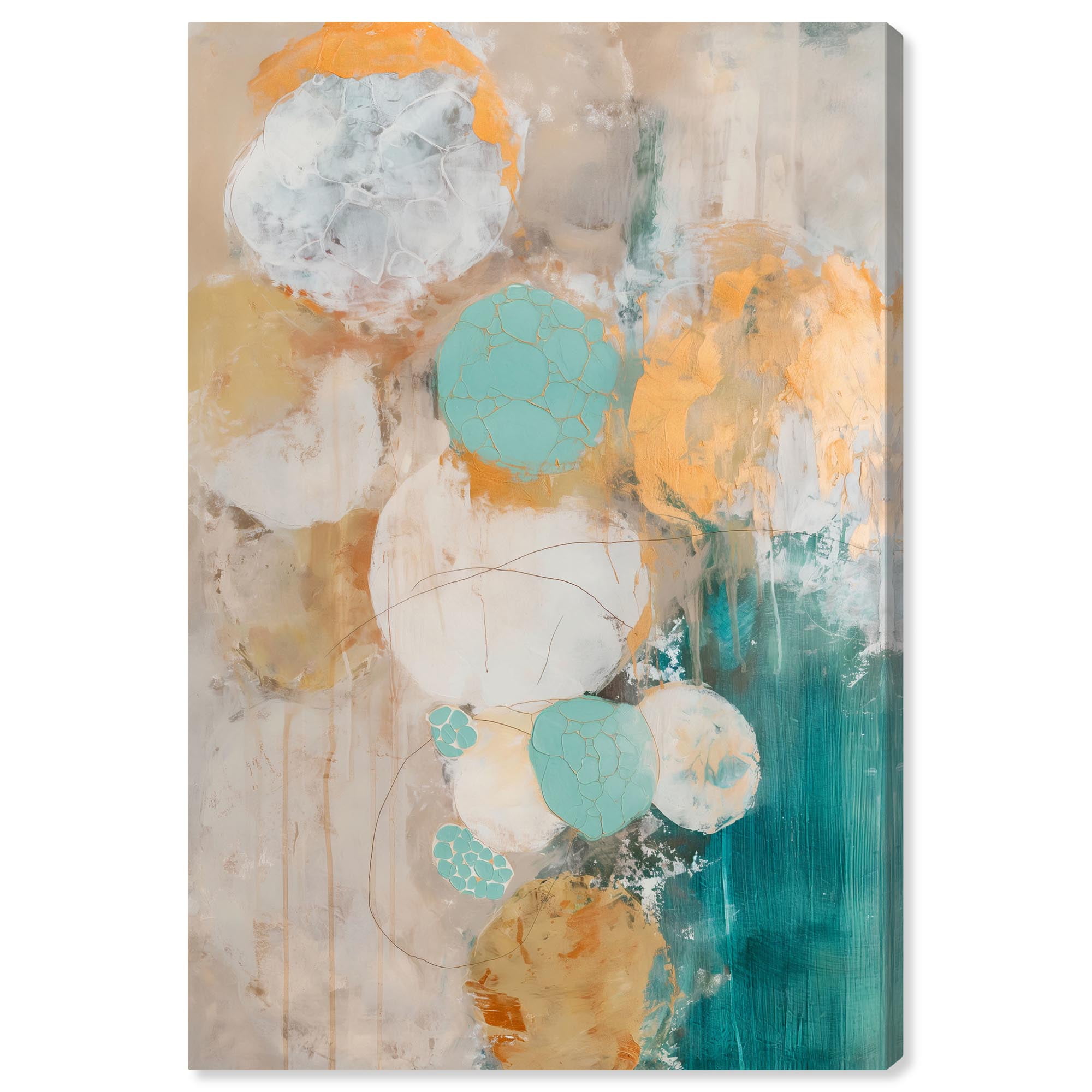 Echoes of Dawn II Green and Beige Abstract Canvas Art