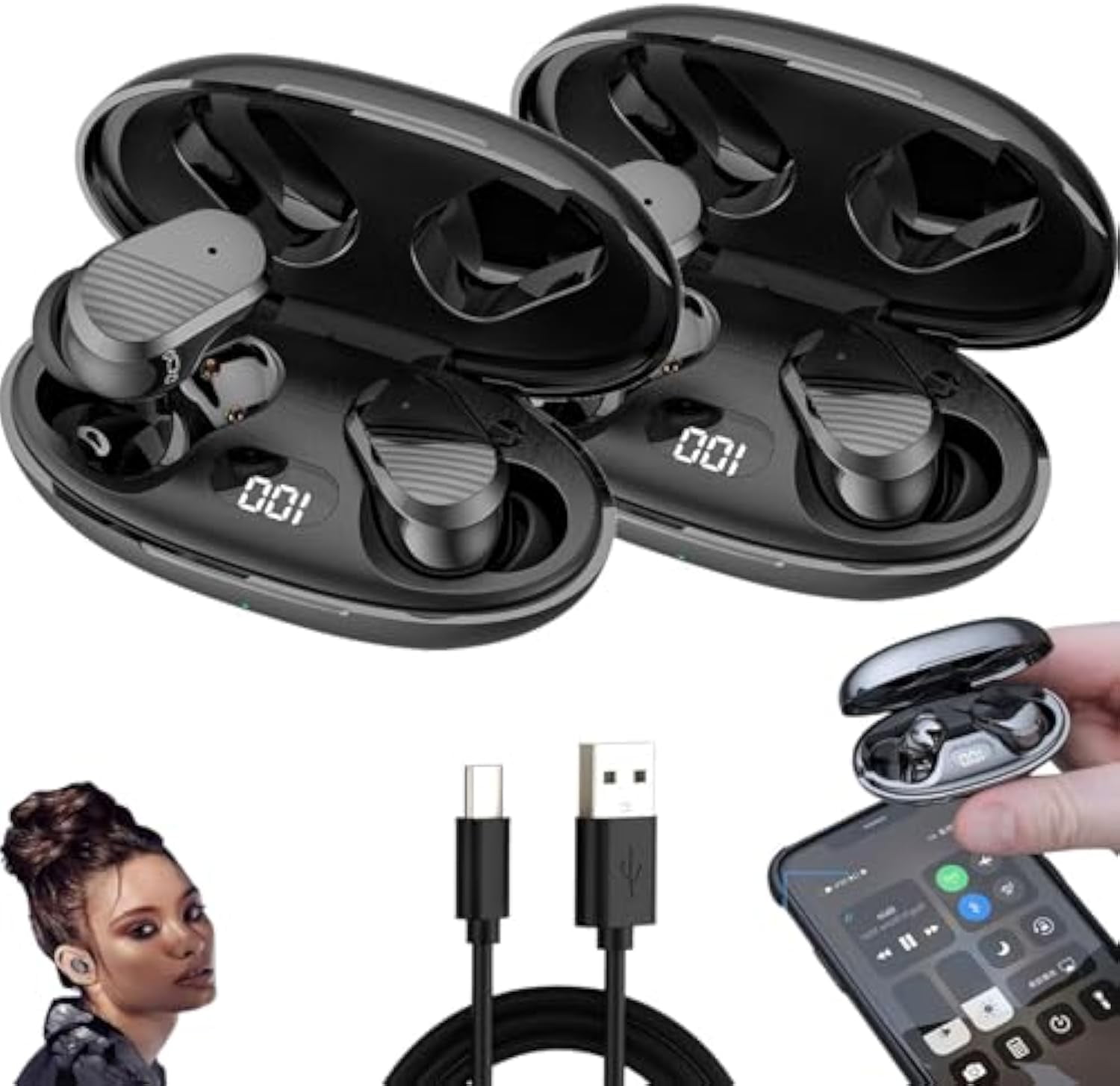 Echolabs Ear Buds 2025 New Edition, Echolabs Audio Earbuds Wireless Bluetooth, Echolabs Earbuds 2025, Noise Cancelling with LED Display for Sports Workout (2PCS)