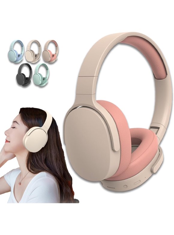 Echosilence X Headphones, Inallseason Headphones, Memory Foam Ear Cups, Beats Over Ear Headphones, Head Phones Over The Ears, for Travel, Home Office, Sport, Game, Gym (Pink)
