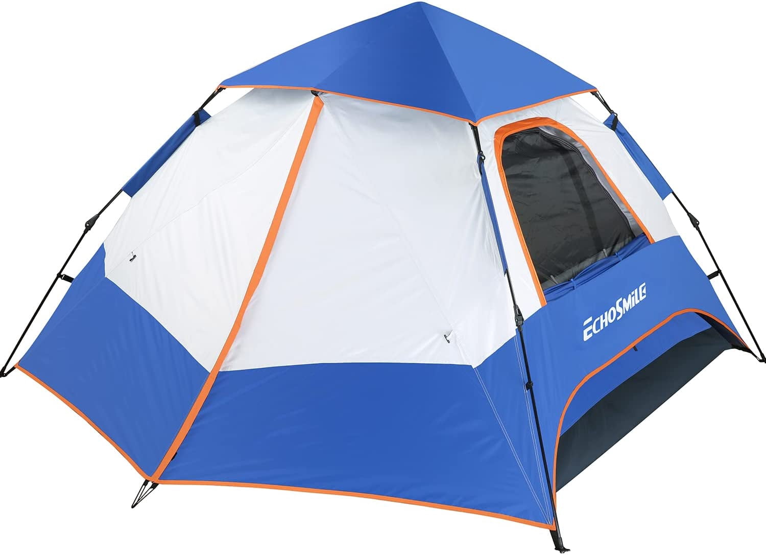 EchoSmile Pop-up Tent for 4-6 People, Waterproof Throwing Tent with 2 Ventilation Windows, Family Tent and Camping Tent for Picnic, Hiking and Outdoor Activities, White and Grey