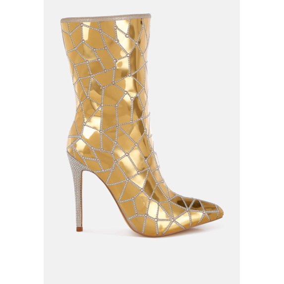 Echostage Rhinestones Embellished Metallic Boots