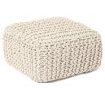 thumbnail image 1 of Echoworld Cube Low Pouf Foot Stool Ottoman - Hand Knitted Poof - Cord Boho Pouffe - Home Décor - Stuffed Footrest for Living Room - Nursery - Bedroom - Covered Patio - Room (16" x 16" x 8") - Ivory, 1 of 6