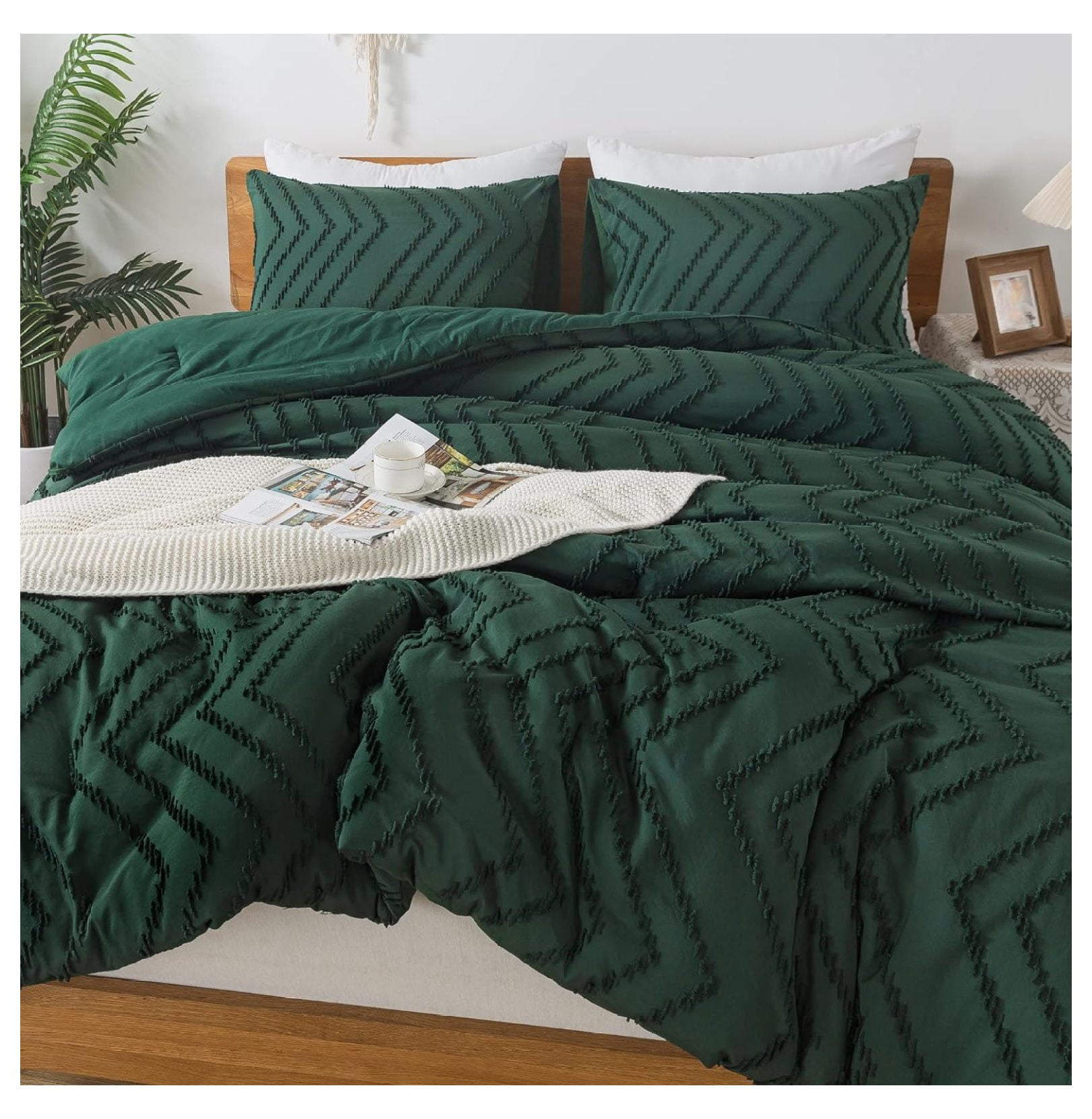 Echoworld Queen Comforter Set Dark Emerald Green, 3 Pieces Comforters ...