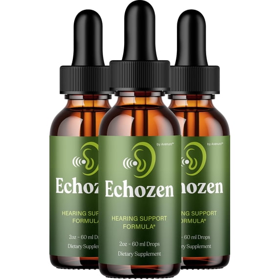 Echozen Healthy Ear Drops Support Supplement – Echo Zen Liquid Ear Ringing Relief for Hearing Support, 3 Pack, 3 Month Supply