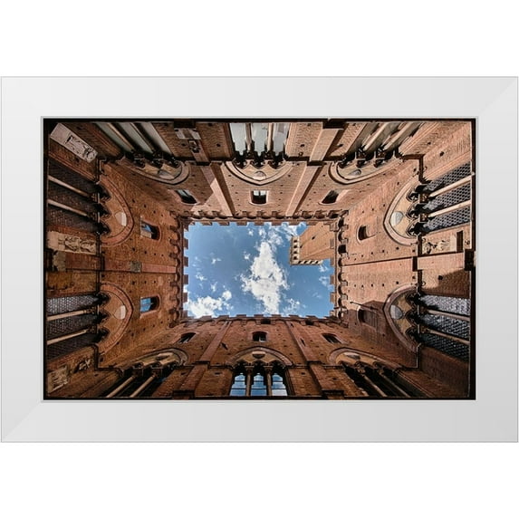 Echteld, Michael 18x13 White Modern Wood Framed Museum Art Print Titled - Looking up the Torre del Mangia