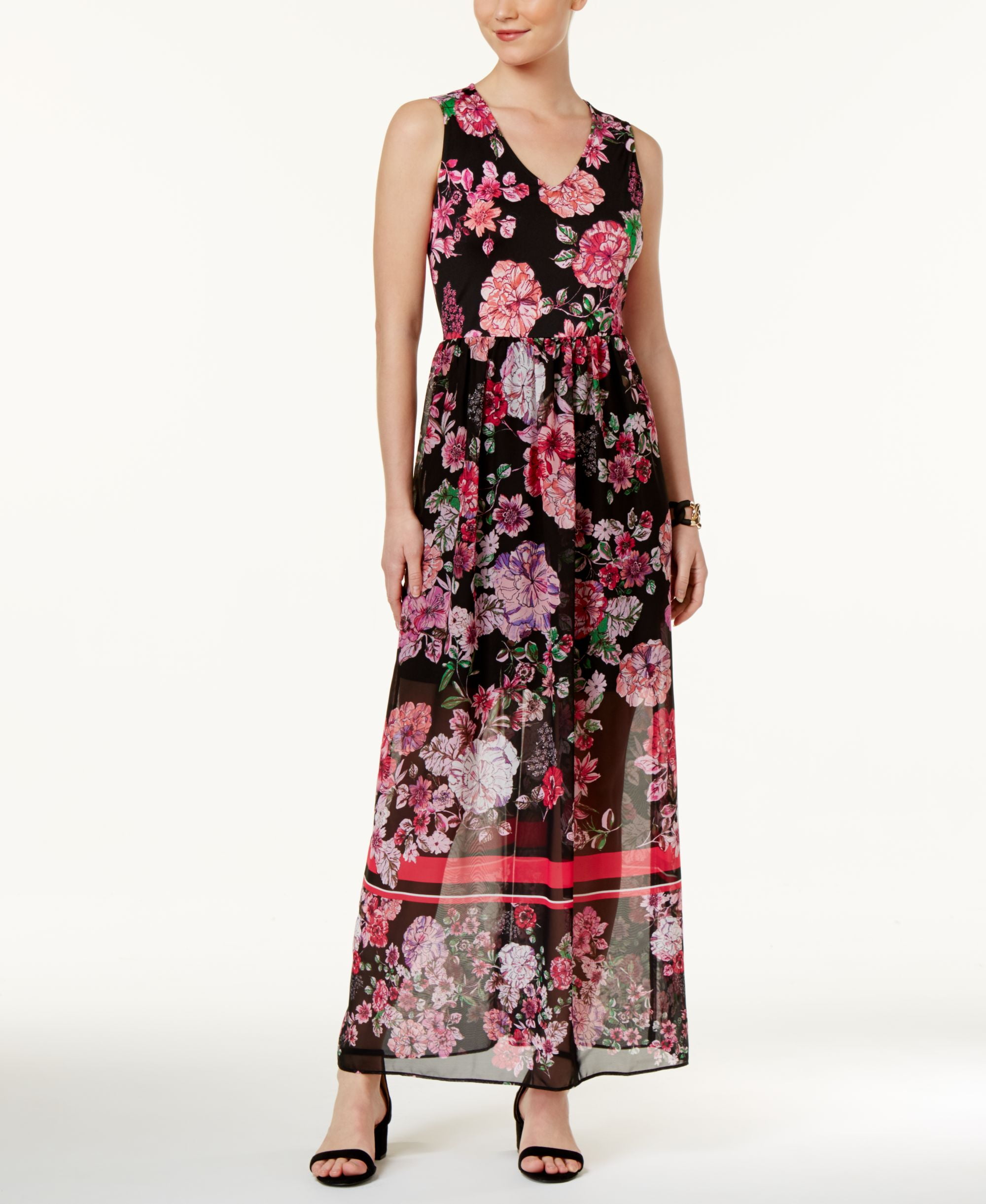 knee length dresses for ladies Tiered Floral Print Maxi Dress – ZAY