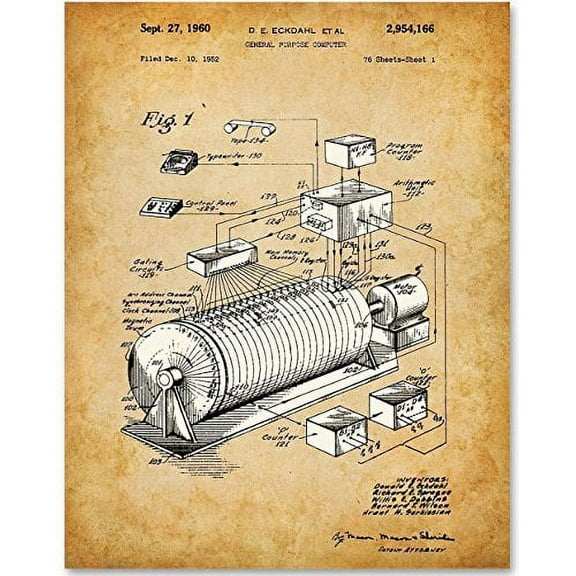 Eckdahl Computer 1960 Patent - 11x14 Unframed Patent Print - Great Gift for IT Professionals, Programmers and Geeks