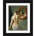thumbnail image 1 of Eckersberg, Christoffer Wilhelm 25x32 Black Ornate Wood Framed with Double Matting Museum Art Print Titled - Woman Standing in Front of a Mirror, 1 of 4