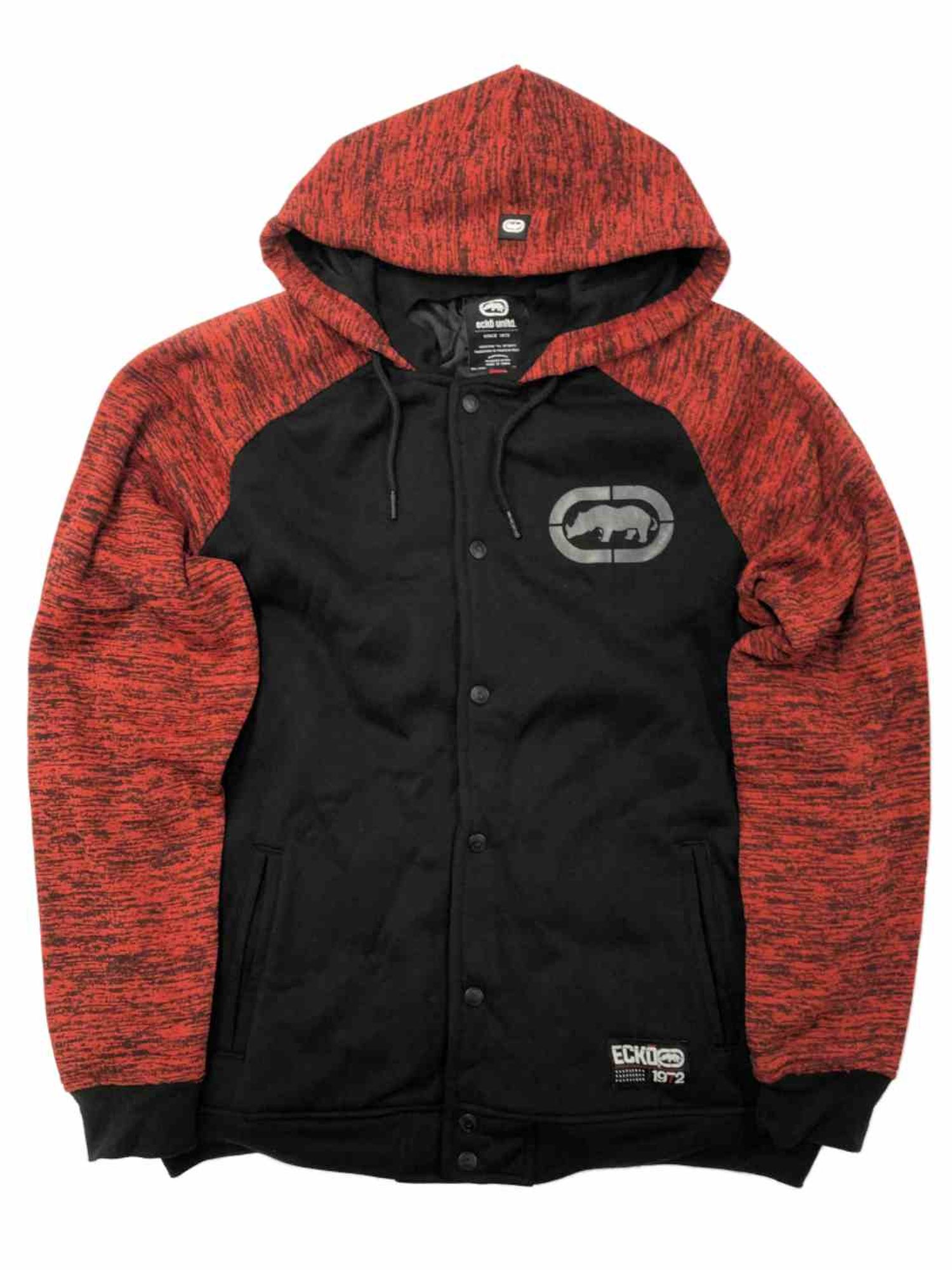 Ecko Mens Black & Red Hoodie Snap Front Jacket Small - image 1 of 1