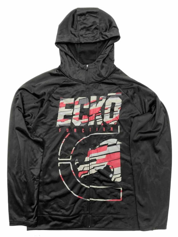 Ecko Mens Black & Red Zip Front Rhino Hoodie Jacket Large