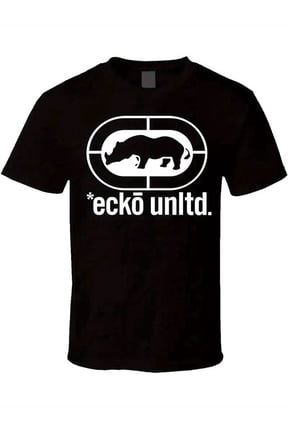 Ecko Ultra Men's Black Cotton T-Shirt - Casual, Stretchy, Breathable, Rhino Logo for Daily Wear
