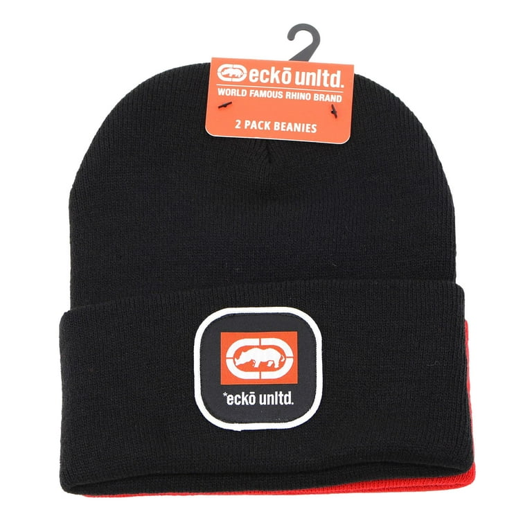 帽子 VALLAD BEANIE CAP BLK/RED Ecko Unltd 2-Pack Cuffed Beanie Knit OSFM Hat with Rhino