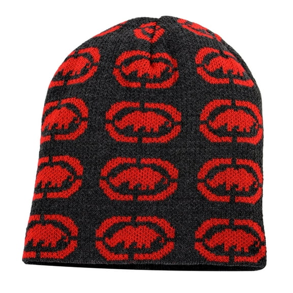 Ecko Unltd Beanie Knit Hat with Rhino Logo Allover Grey