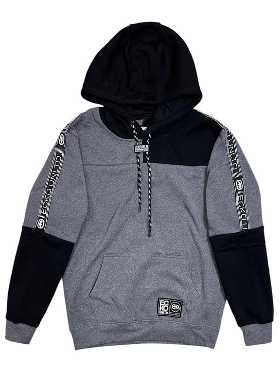 Ecko Unltd Men's Colorblock Fleece Hoodie (X-Large, Grey Marled/Black)