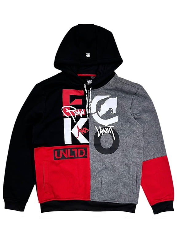 Ecko Unltd Men's Colorblock Pullover Fleece Hoodie (Medium, Grey Marled)